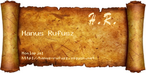Hanus Rufusz névjegykártya